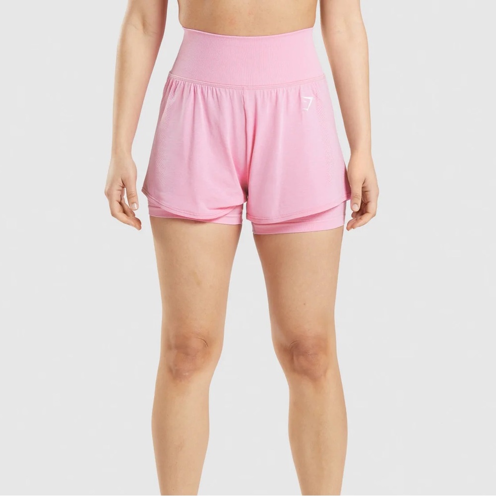 Gymshark VITAL 2-IN-1 SHORTS Sorbet Pink Marl. Size Large. Worn once.